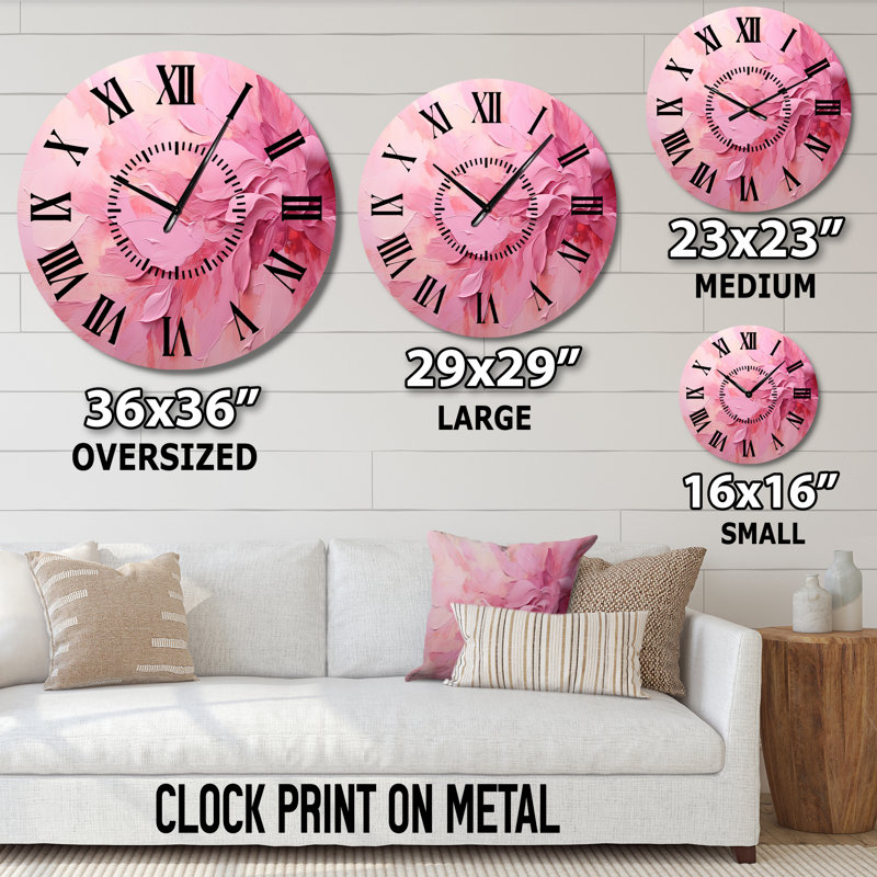 Horloge murale or et rose, Médium