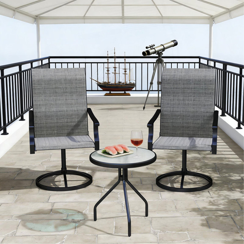 Ensemble de 2 chaises d'extérieur, chaises pivotantes, Grey/Black