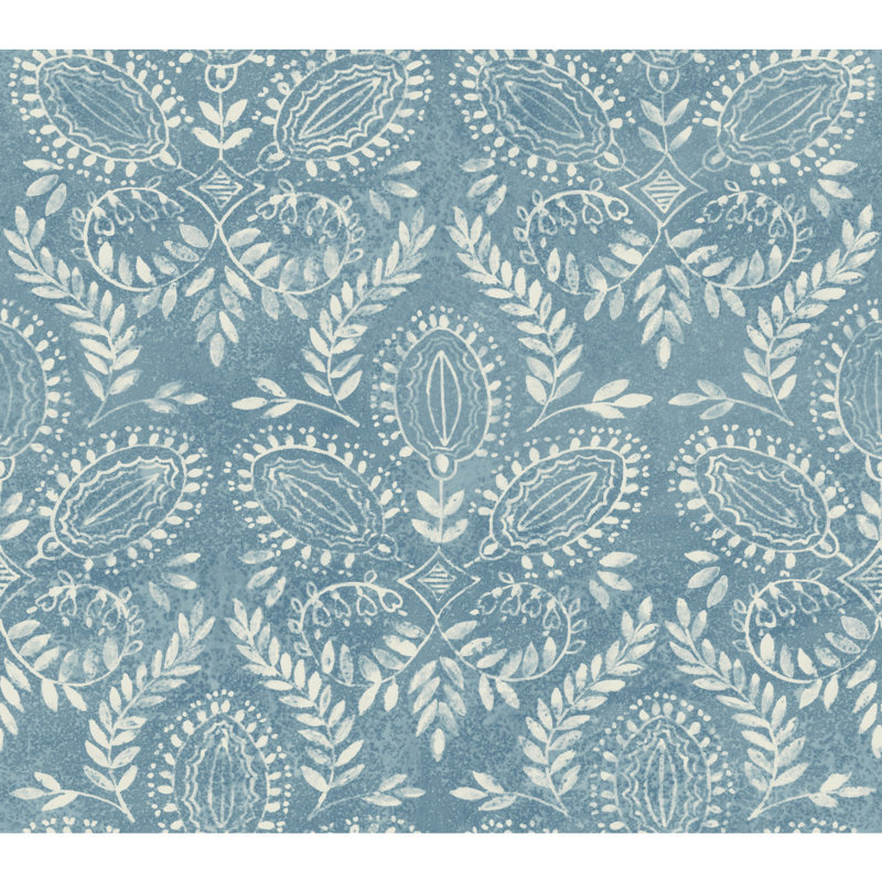 Papier peint Laurel Damask, Bleu