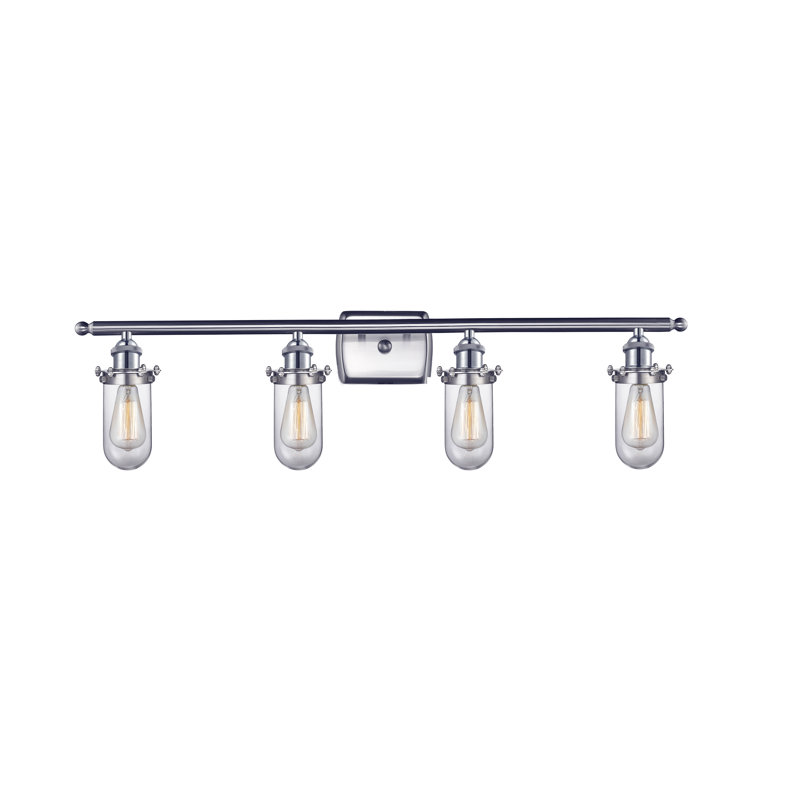 Éclairage pour salle de bain 4 lumières Calixta, Transparent, DEL, Nickel satiné brossé