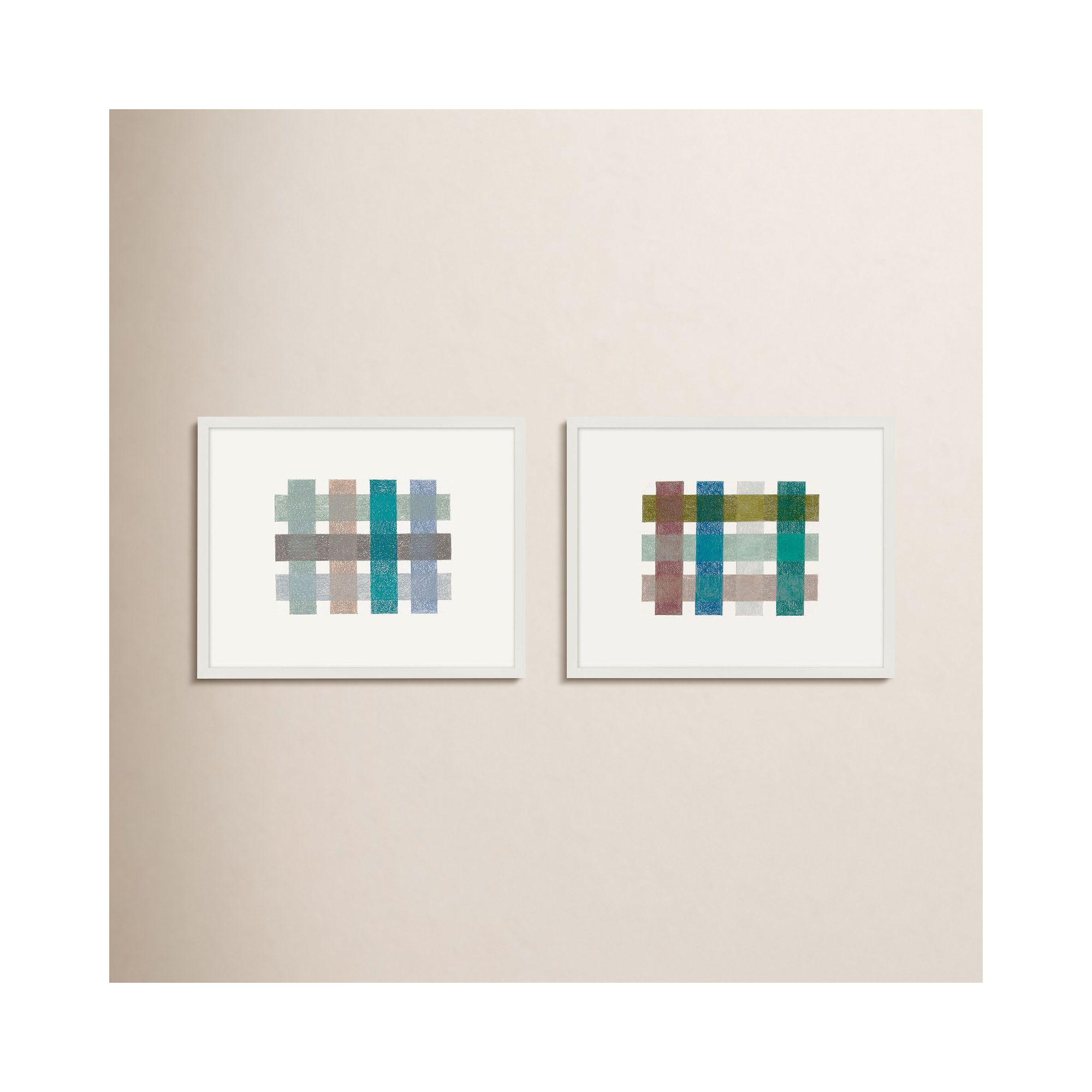 Gridlock Horizontal by Beth James, 30'' H x 76'' W x 1.25'' D, White Framed