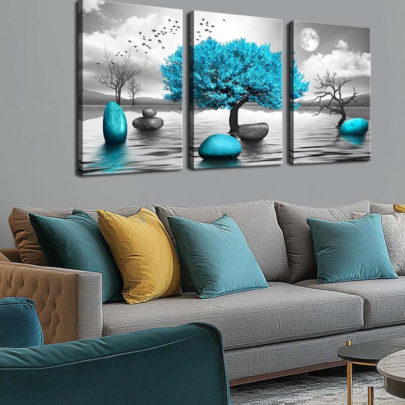 3 Piece Wrapped Canvas Print, 40 cm H x 90 cm W
