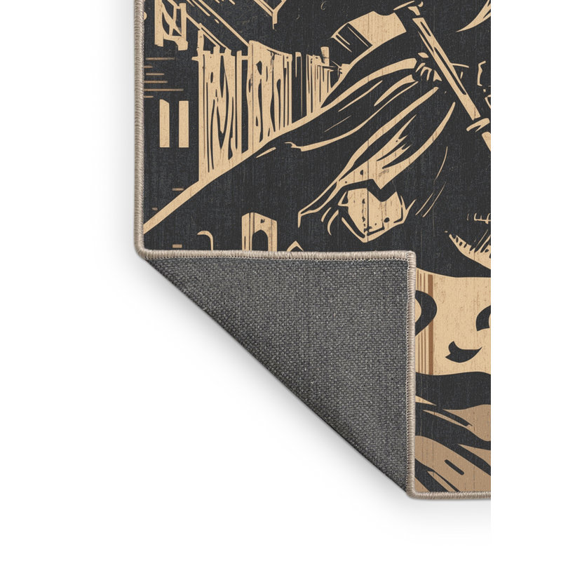 Tapis noir moelleux doux et moelleux Durden, 8 x 10