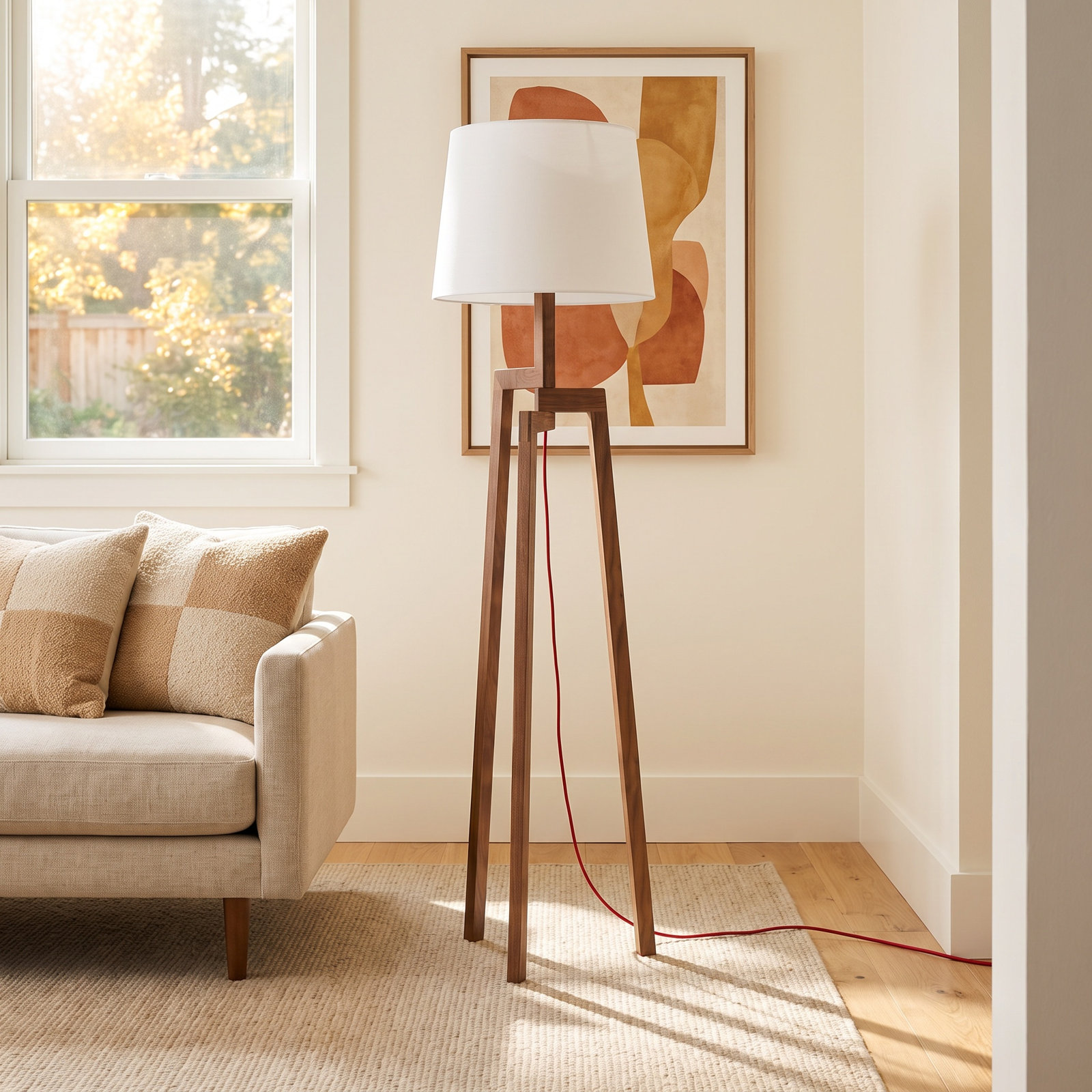 Stilt Floor Lamp, White, Walnut