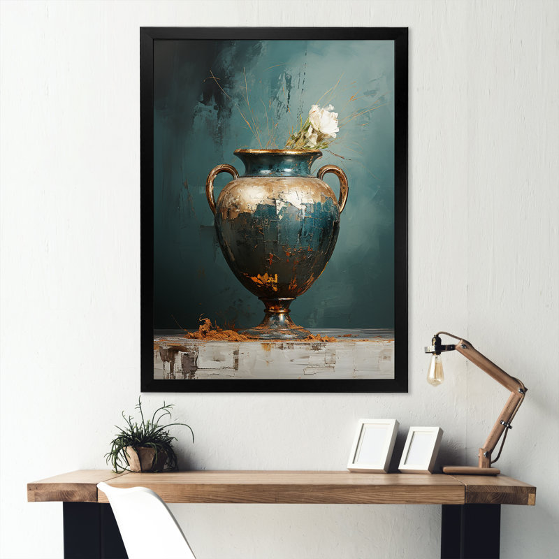 Vase Azure Approche - Imprimé, Cadre simple noir, H 32 po x l 24 po x P 1 po