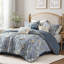 Ensemble de couette réversible en coton brodé 7 pièces, style floral vintage, taille Queen-136114766