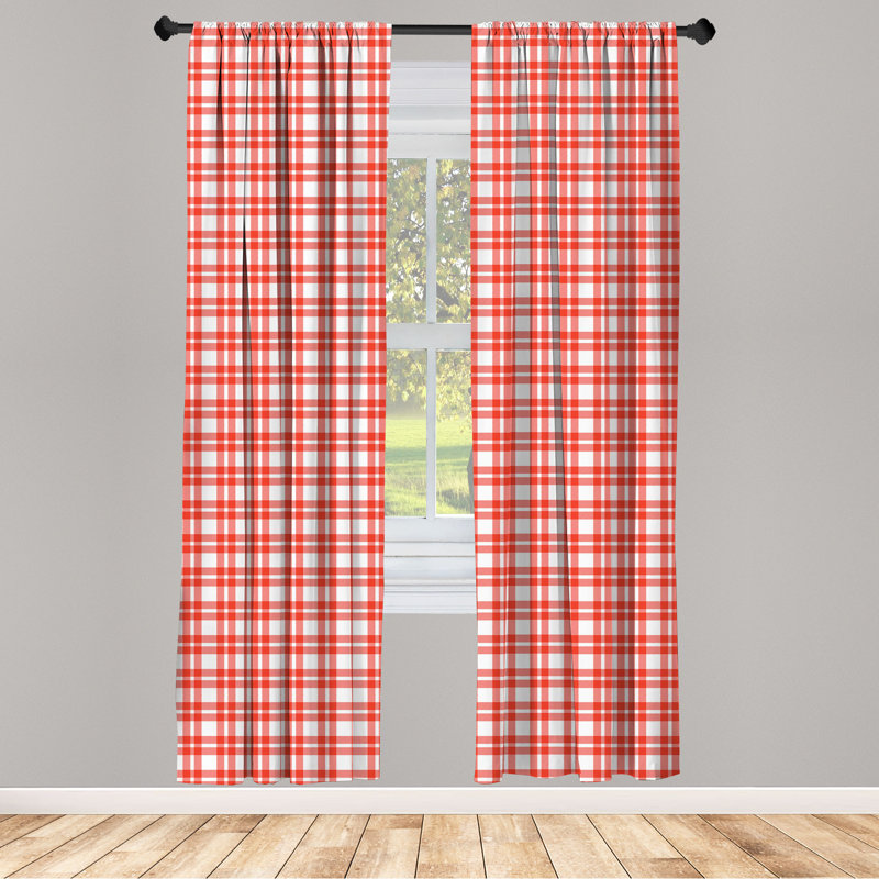 Rideaux 4 panneaux Ambesonne, forme carrée, 56 po x 63 po, rouge et blanc, L 56 po x L 63 po