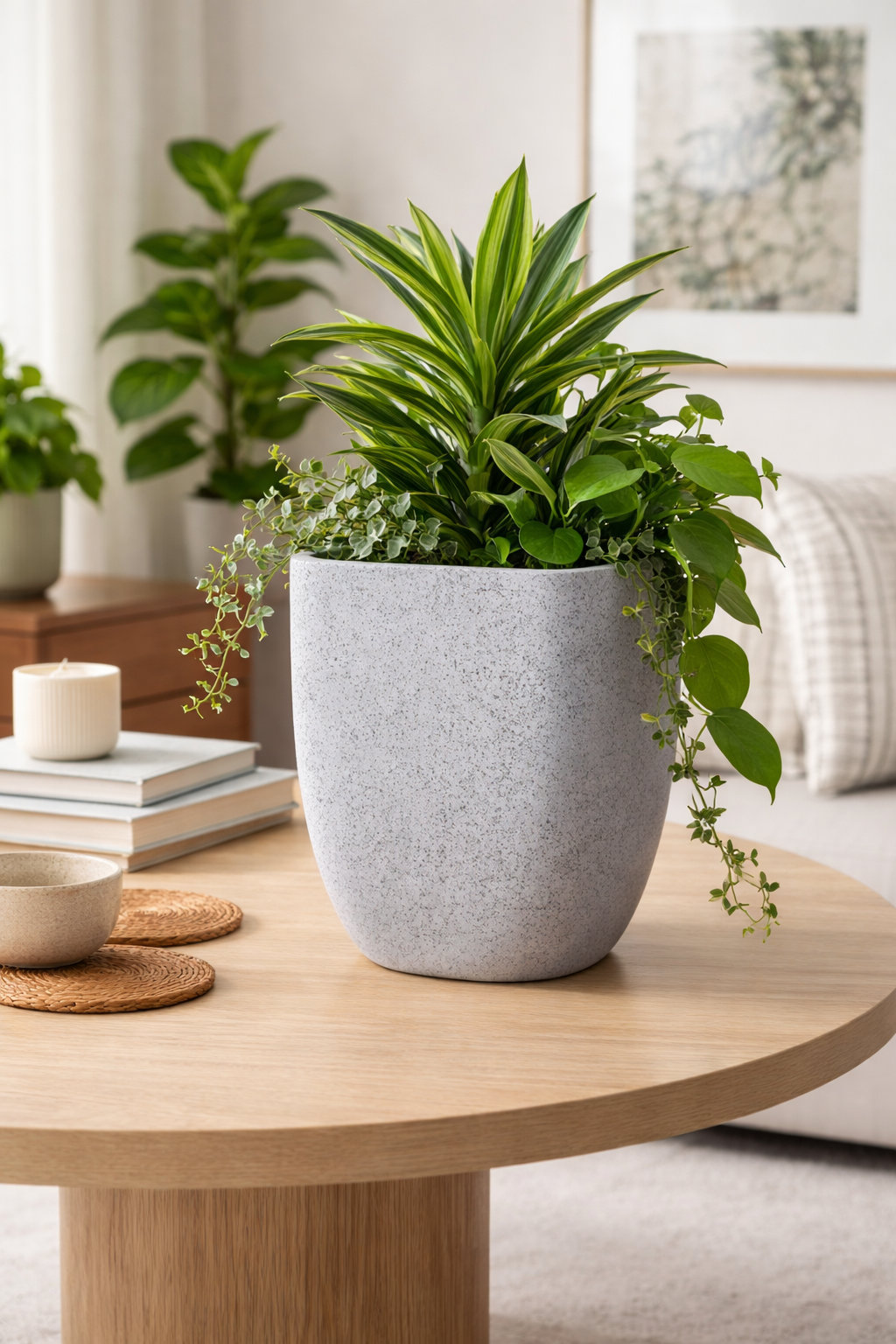 Pot Planter, 11.5" H x 8.5" W x 8.5" D, Gray