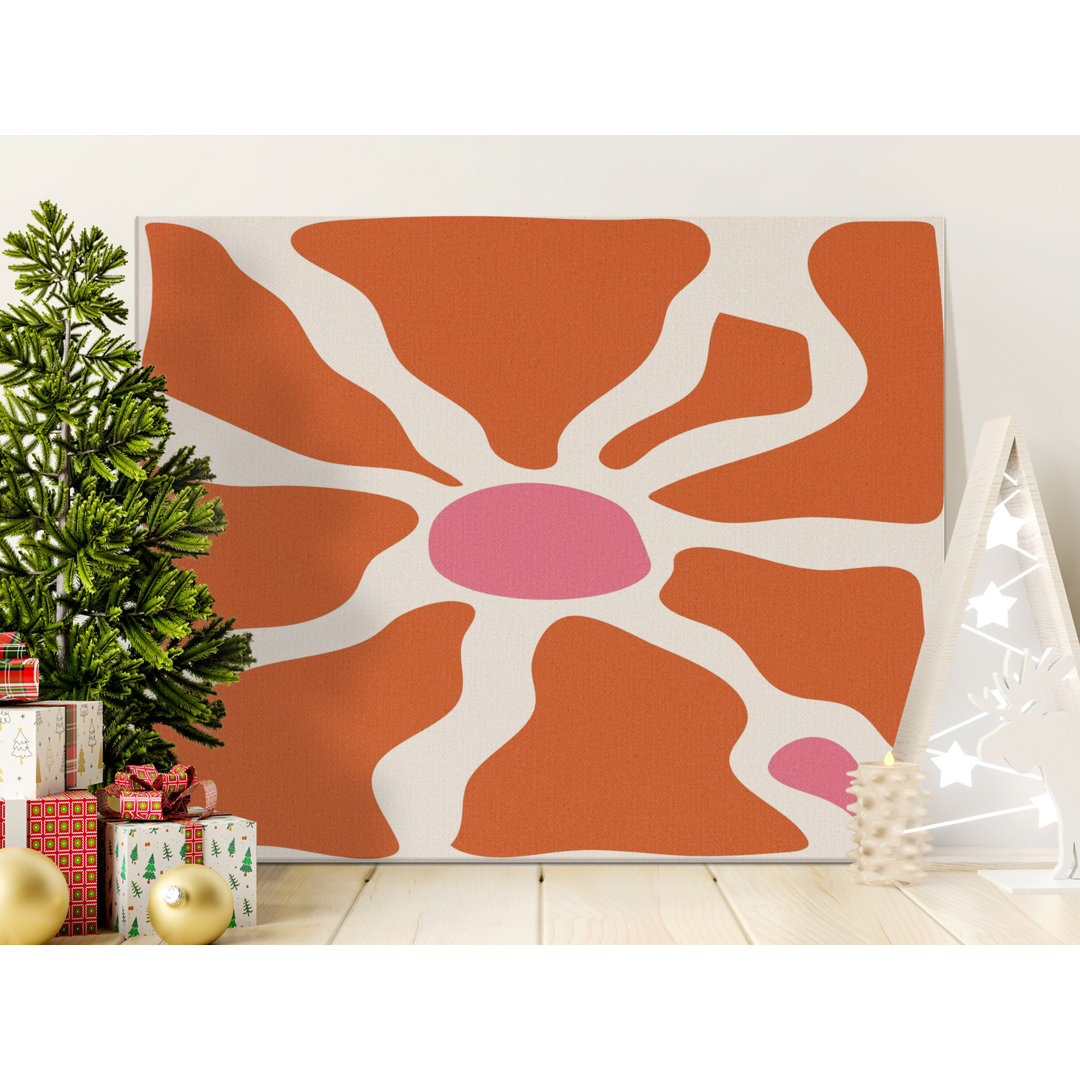 Abstract Flower Canvas Wall Art, Pink and Orange, Modern Home Decor, Gallery Wrapped, Ready to Hang, Archival Inks, Statement Piece, Matte