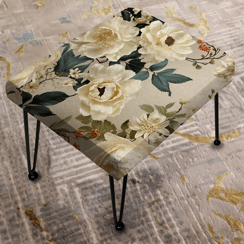 Crème délicat d'inspiration botanique - repose-pieds rectangulaire floral