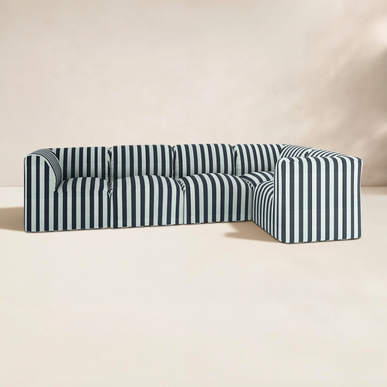 Praia 124" 5 - Piece Sunbrella® Outdoor Modular Sectional, Expressive Mist Striped Sunbrella®