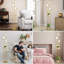 Lampe sur pied ferme en métal doré avec tablette pour salon et bureau Farmhouse