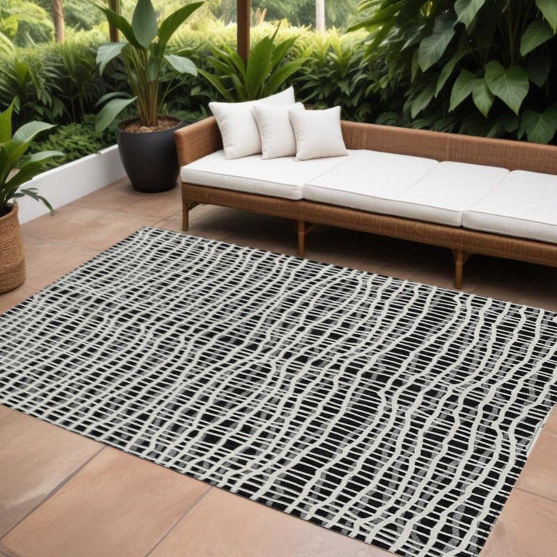 Tapis intérieur lavable rayé gris 8 pi x 10 pi