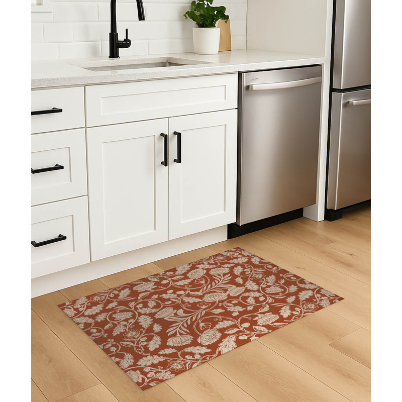 Tapis de cuisine antidérapant Autumn Vines, Épice / terre cuite, Rectangle 5 pi x 7 pi