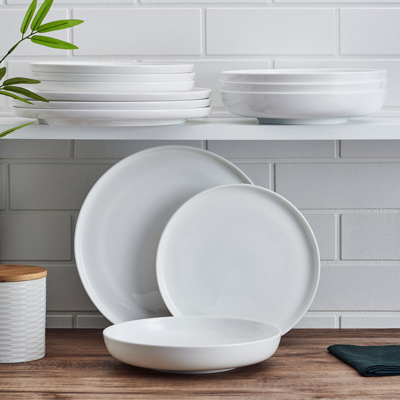Marion 12-Piece Lightweight Chip-Resistant Bone China Dinnerware Set, Service for 4