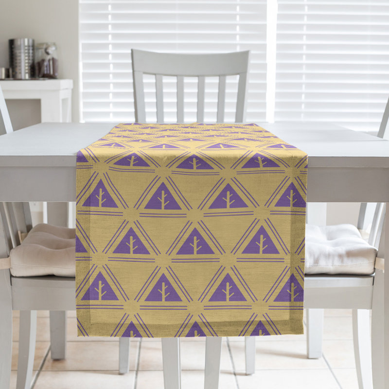 Chemin de table d’arbre minimaliste classic Barbra, 16 po x 72 po, Jaune clair / mauve