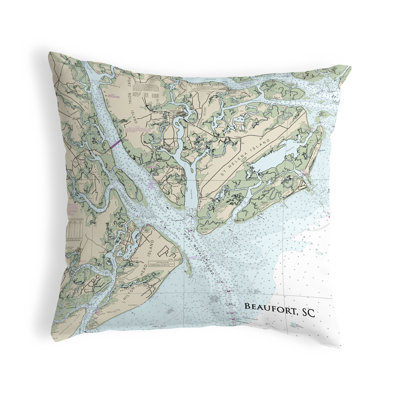 Nautical Map Outdoor Reversible Throw Pillow