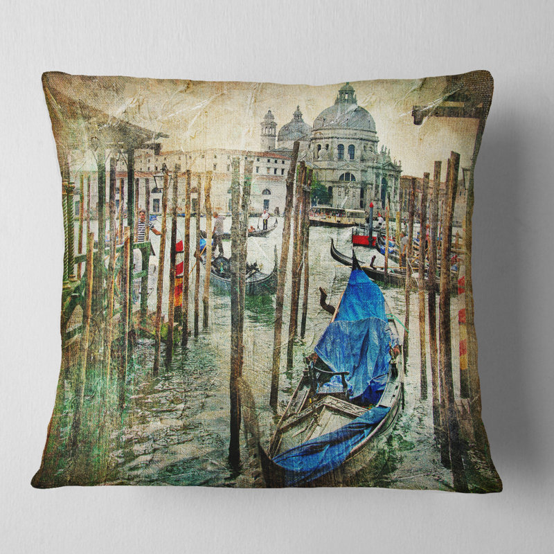 Paysage magnifique coussin de Venise, 16 po x 1 po, Carré