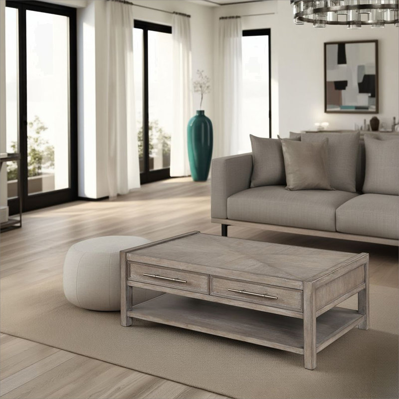 Table basse Bridgevine Home Cypress Lane, 50 po, sans assemblage, finition chêne blanc