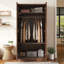 Armoire-penderie 2 portes en bois avec 3 tablettes de rangement, brun
