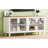 Farmhouse TV Stand With Tempered Glass Doors For Tvs Up To 70", Versatile Sideboard With Adjustable Shelves, Elegant Buffet Cabinet With 5 Woodgourd-Shaped Legs For Living Room, White-827688366