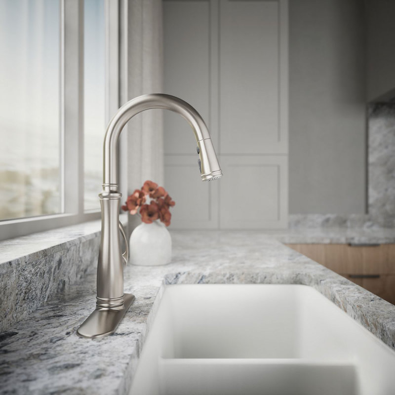 Bellera® Pull Down Single Handle Kitchen Faucet with Handle and Supply Lines, Vibrant Stainless
