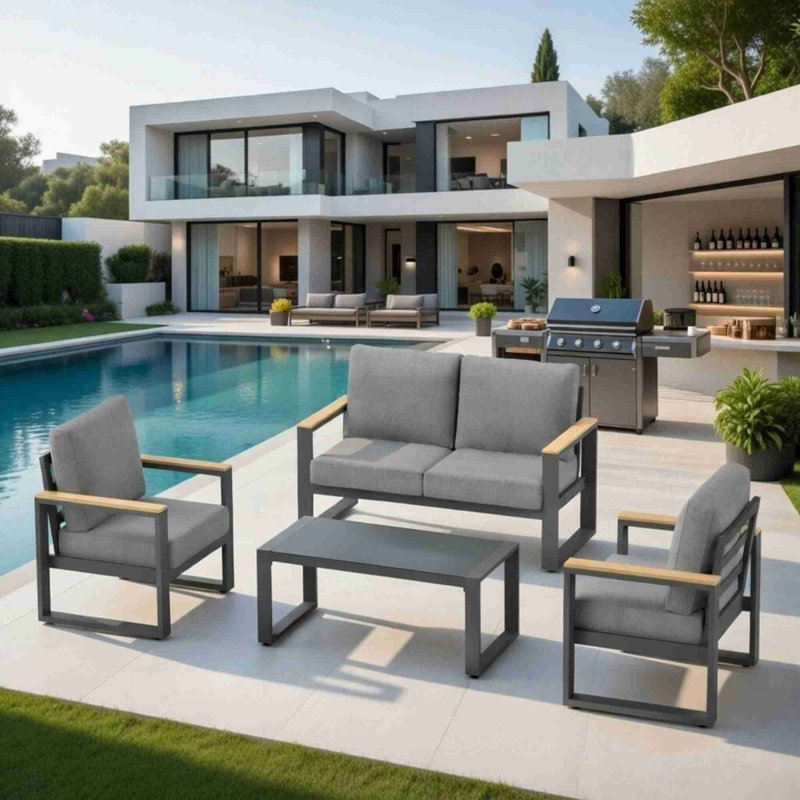 Ensemble de meubles de patio 4 pièces en aluminium ultra résistant aux intempéries