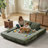 Frameless Boneless Loveseat Sofa‑Bed Split‑Back Convertible Queen‑Size Sleeper Compressed Chenille Foam Couch No Assembly-584228867