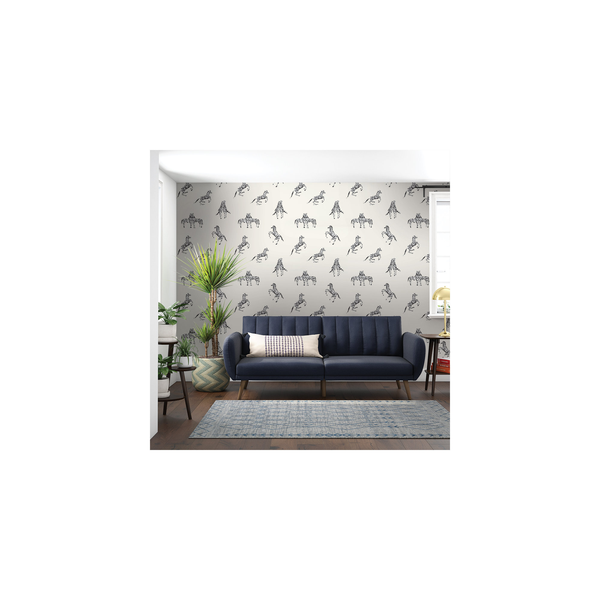 Zebras In Love Peel And Stick Wallpaper By, White