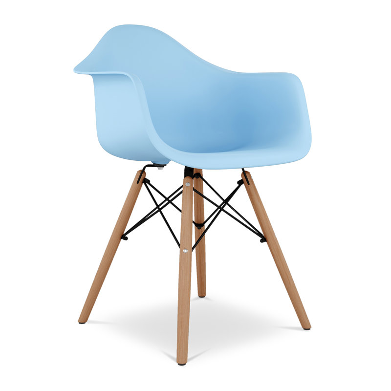 Modholic Eiffel Armchair With Wood Legs, Blue, Blue, 1