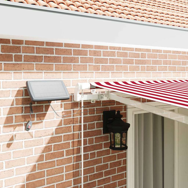 VidaXL Retractable Patio Awning, Red/White, 165cm H x 400cm W x 300cm D, Striped