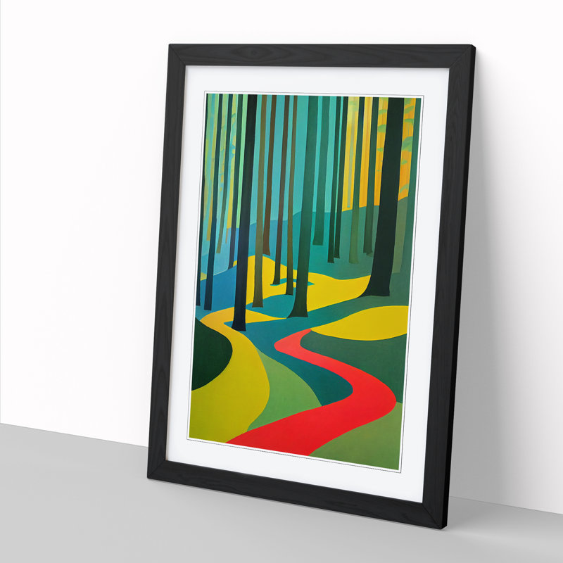Spring Forest in Abstract Vol.4 1 Piece Single Picture Frame Wall Art, 64cm H x 46cm W x 2cm D, Walnut