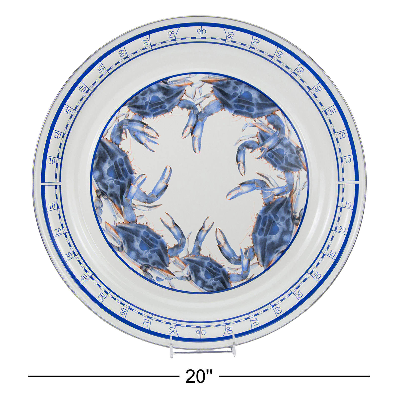 Blue Crab Enamel Platter, 12.5'' L x 12.5'' W x 2'' H