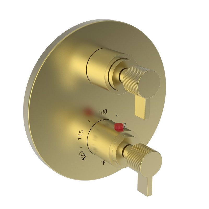 Pardees 1/2" Round Thermostatic Trim Plate With Handle, Satin Brass (PVD)
