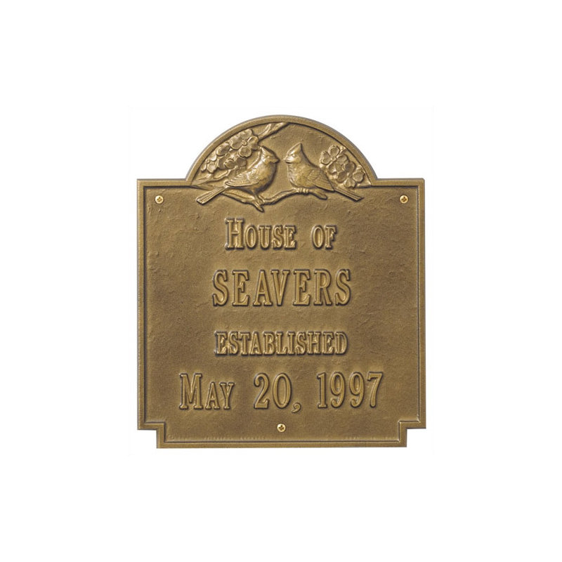 Cardinal 4-Line Wall Address Plaque, Antique Brass, Yes