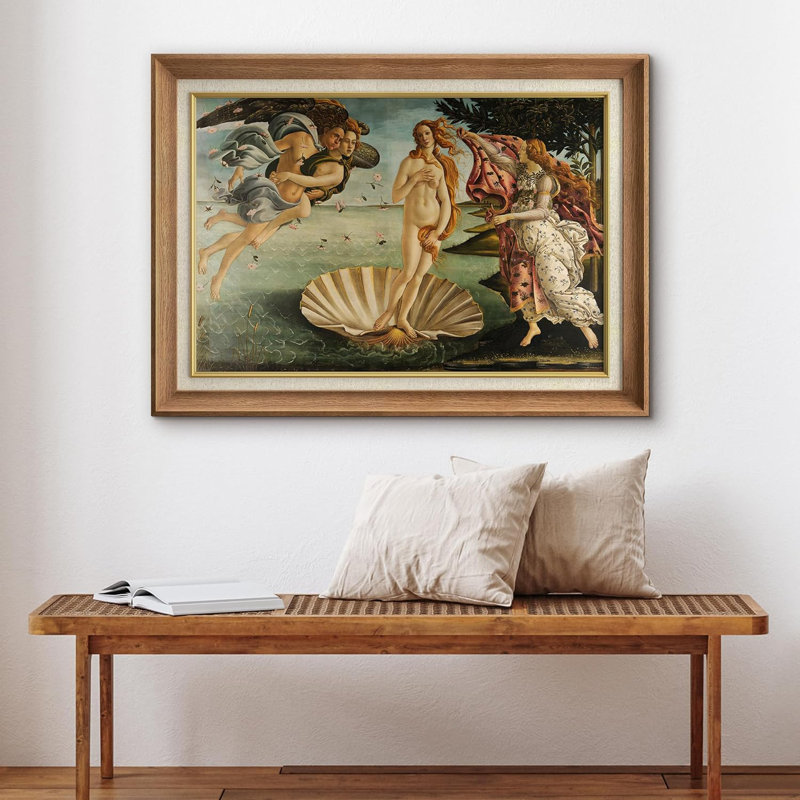 IDEA4WALL Famous Artwork Birth Of Venus By Botticelli Giclee Framed Canvas Framed On Paper by Botticelli Print | Wayfair