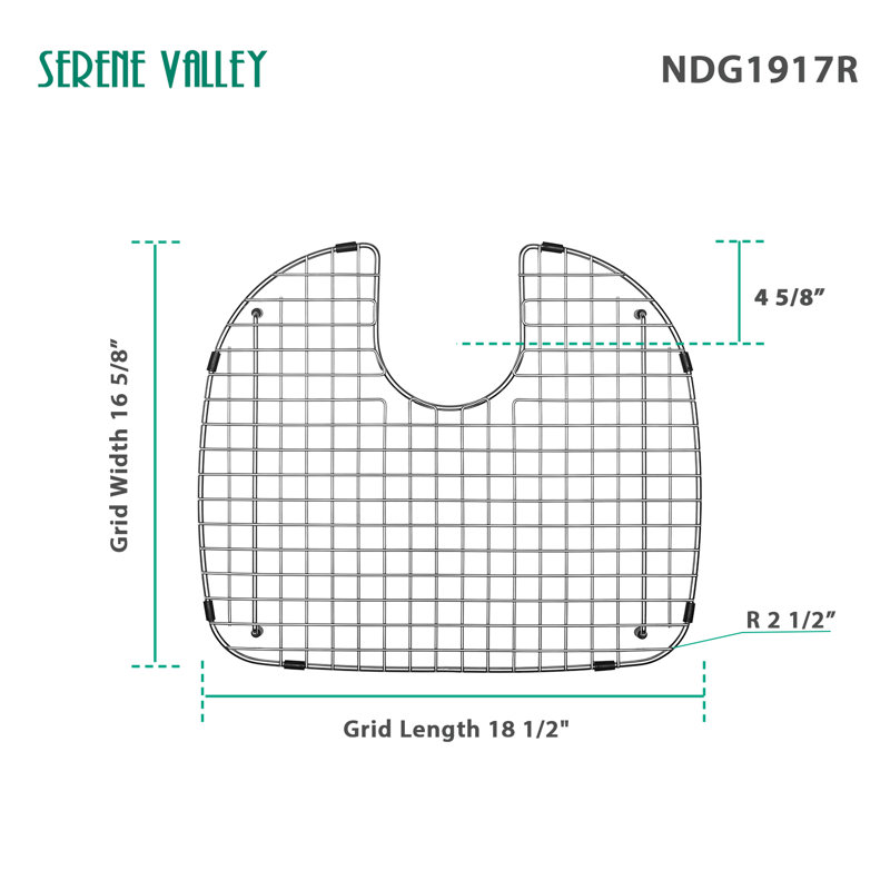 18.2-in x 16.61-in Rear Drain Heavy-Duty Stainless Steel Sink Grid