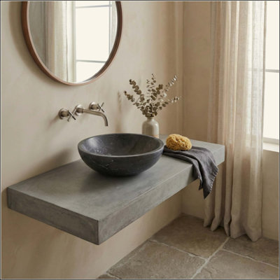 Luxury Natural Marble Vessel Sink , Matte Finish Stone Basin, Solid One-Piece Carved, Above-Counter Vanity, Bowl for Bathroom & Spa