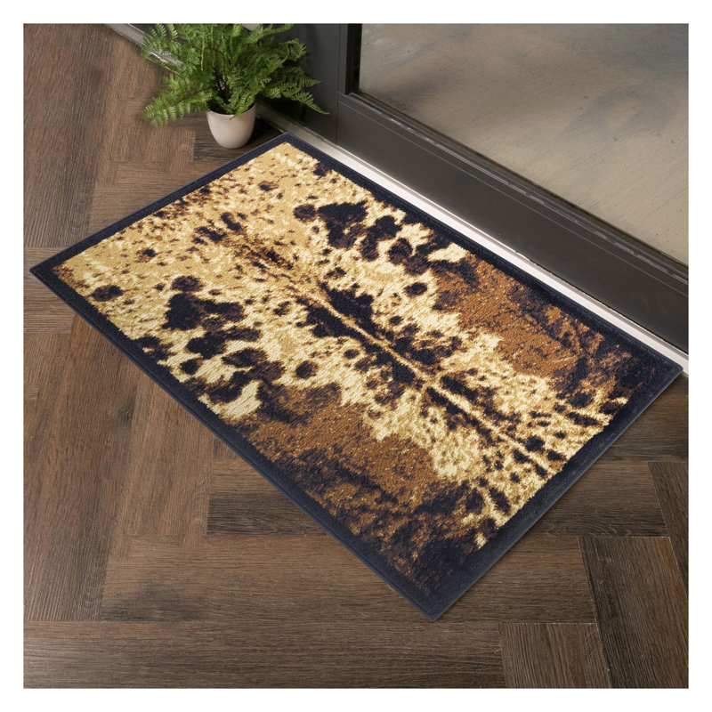 Tapis 5 pi 3 po x 7 pi 3 po Southwest Style - Polypropylène noir résistant aux animaux domestiques résistant aux taches