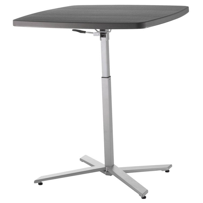 Table à hauteur réglable NPS Café Time, plateau en ardoise gris anthracite, structure argentée
