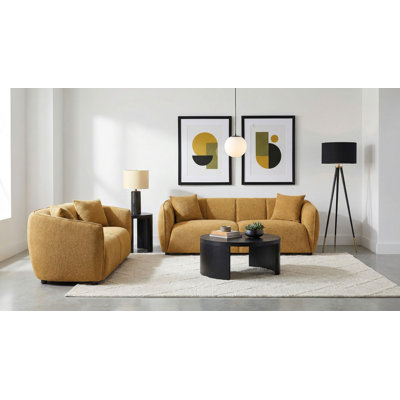 Wilta 2-Piece Fabric Upholstered Sofa Set Mustard Yellow