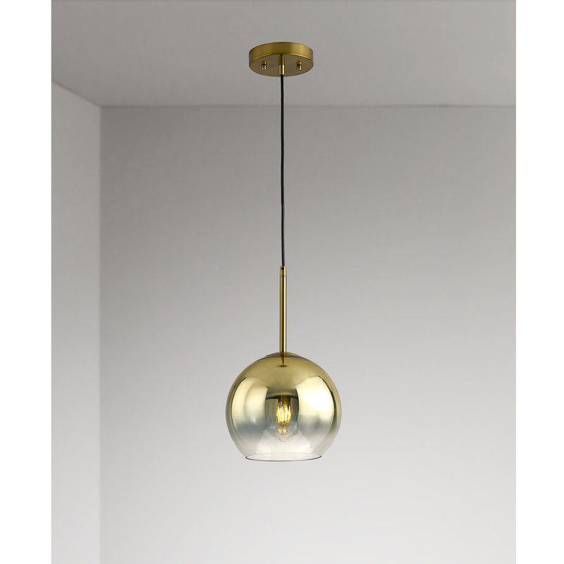 Luminaire suspendu en verre Melveen Globe, Doré, Laiton brossé