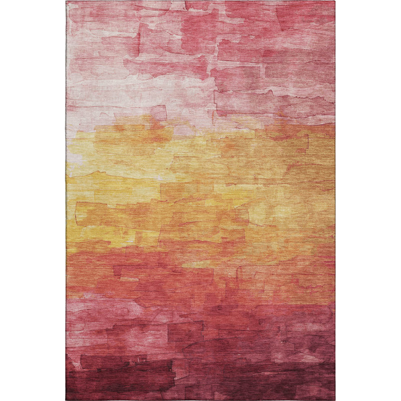 Premium Machine Washable Elize AMF1465 Stripes Rug, Rectangle 3' x 5'