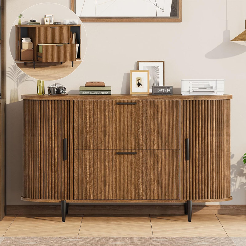 39.4" Filing Cabinet 2 Drawer File Cabinet, Brown