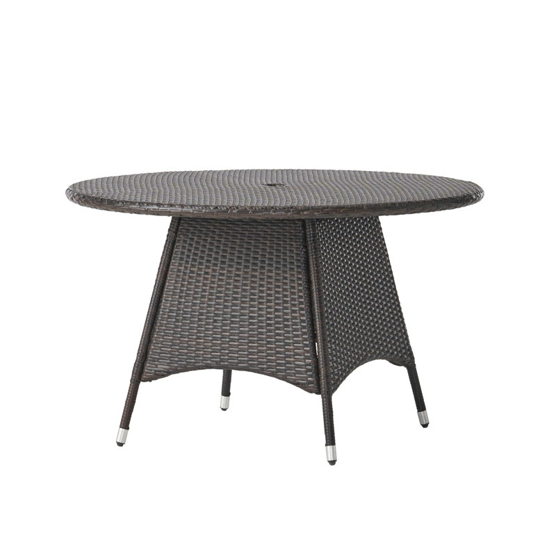 Corsica 46.5" Square Wicker Dining Table in Brown for Outdoor Use
