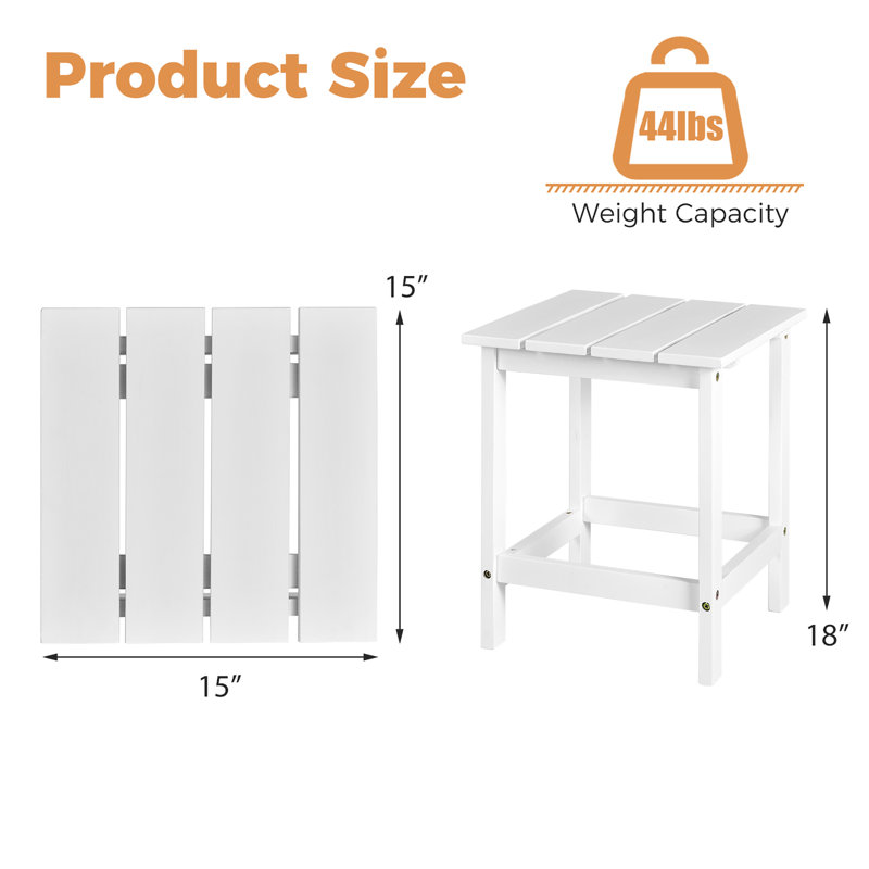 Costway Patio 15 "Side Side Table, Blanc
