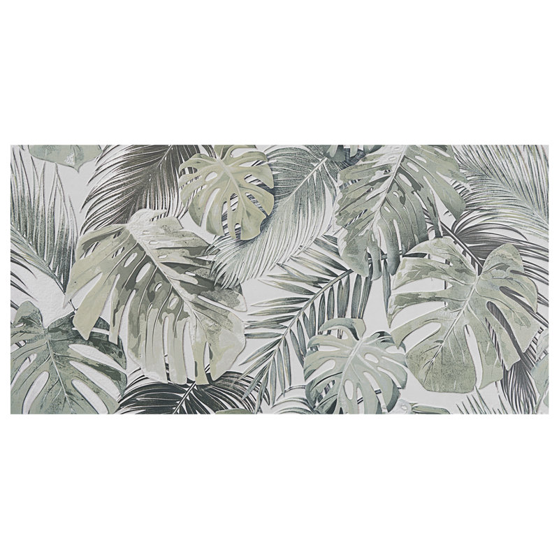Botanic 24x48 Textured Matte Ceramic Tile, White/Green
