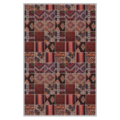 Tapis de couloir élégant (3,3 x 4,9 pi), 100% polyester, hauteur de poils de 0,3 po | Pois antibactérien antidérapant en PVC | Design tissé avec impression numérique 3D | Lavable à la machine, parfait pour la décoration intérieure et le confort