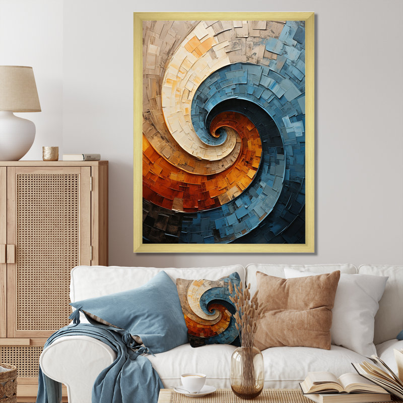 Collaged Spiral - Abstract Spirals Canvas Prints, Gold Picture Framed, 20" H x 12" W x 1" D