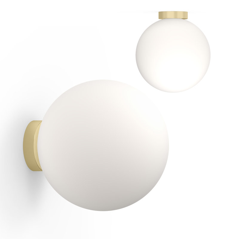 Bola Sphere Globe Flush Mounted Sconce, Brass, 11.6' H x 10" W x 10" D